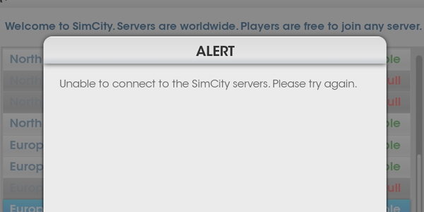 SimCity Server Failures