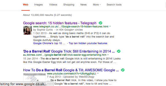 Do A Barrel Roll in Google and Z or R twice in Google 