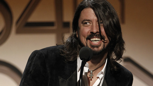 Dave Grohl, of Foo Fighters, accepts the award for rock album during the 54th annual Grammy Awards pre-show on Sunday, Feb. 12, 2012 in Los Angeles. (AP Photo/Matt Sayles)