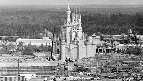 Disney World under construction near Orlando in Central Florida, on July 7, 1971. At center is the amusement park's Cinderella Palace in the Magic Kingdom. (AP Photo)