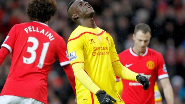 Liverpool's Mario Balotelli dejected after missing another goal scoring chance