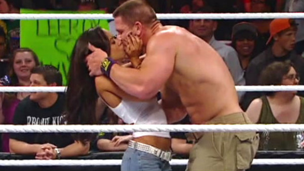 wwe stephanie mcmahon kiss john cena