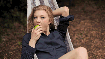 Natalie Dormer Eating An Apple Gif