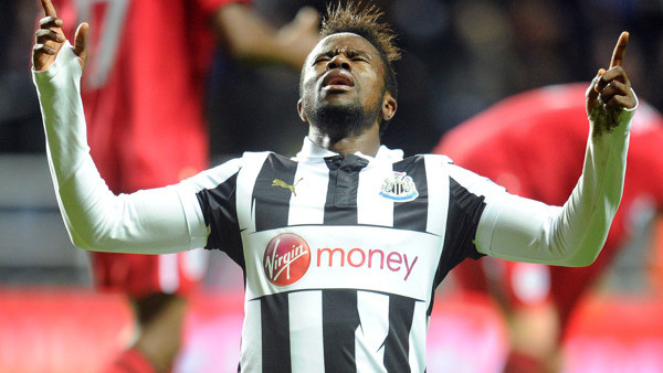 Newcastle United's Gael Bigirimana celebrates his sides third goal during the Barclays Premier League match at St James' Park, Newcastle.