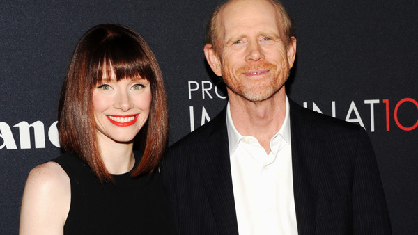 Actress Bryce Dallas Howard and her father, director Ron Howard, attend the global premiere of Canon's