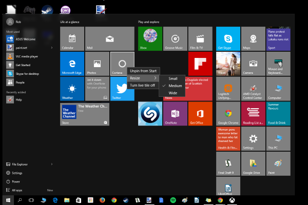 windows 10 start menu not opening fall creators update