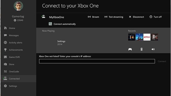 Xbox One streaming PC
