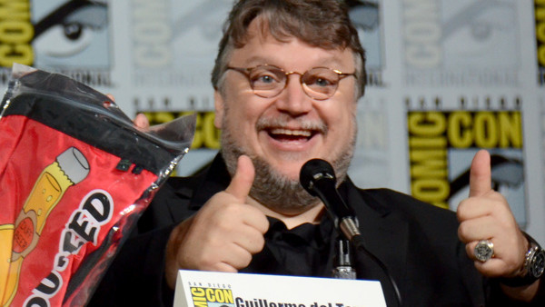 Matt Groening, left, and Guillermo del Toro discuss a 