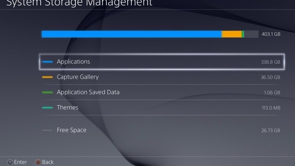 ps4 playstation 4 storage