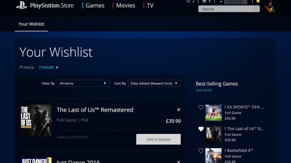 psn wishlist