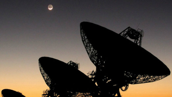 SETI dishes and moon
