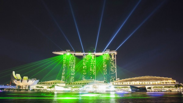 Laser show,Art Science Museum,Marina Bay Sands,Marina Bay,Singapore