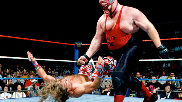 Vader clotheslines Shawn Michaels Raw 1996