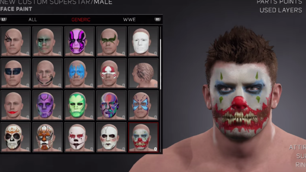 WWE 2K17 Doink Makeup