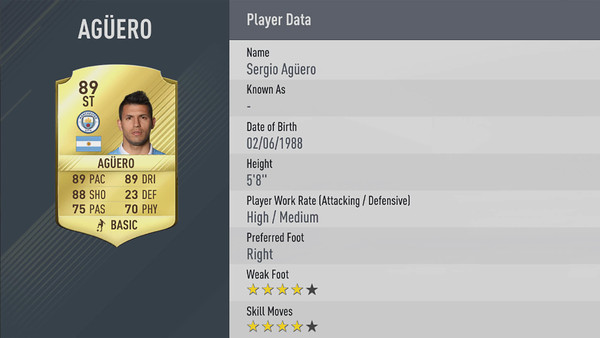 Sergio Aguero Fifa 17