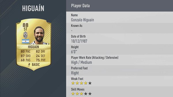 Gonzalo Higuain FIFA 17