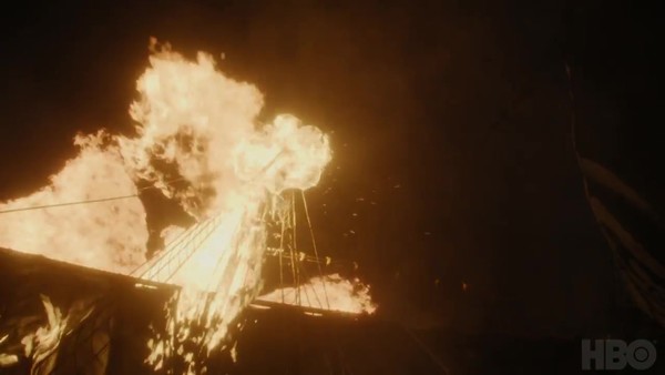 Game of Thrones Season 7 Trailer Ship Fire Battle at Sea