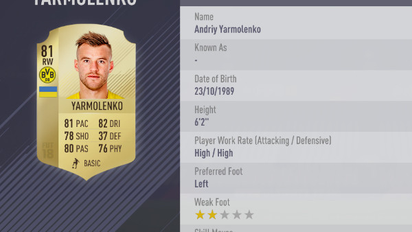 FIFA 18 Yarmolenko