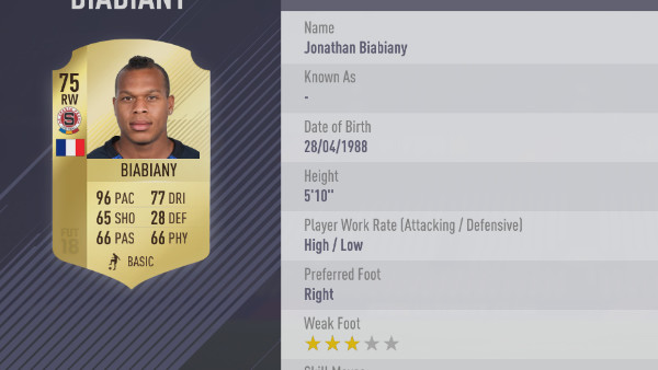 FIFA 18 Jonathan Biabiany