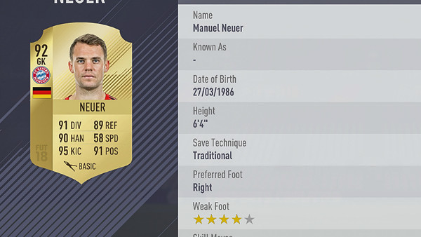 FIFA 18 Neuer