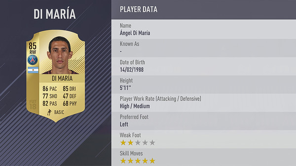 Angel Di MAria FIFA 18