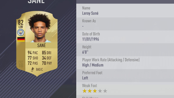 FIFA 18 Leroy Sane