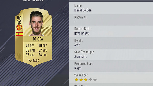 FIFA 18 De Gea