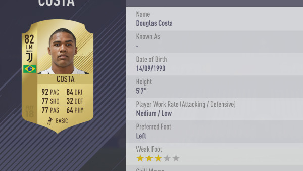 FIFA 18 Douglas Costa