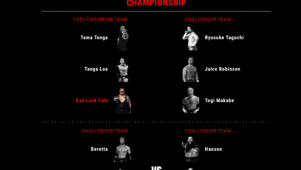 NEVER Openweight 6way Bullet Club Taguchi Japan CHAOS Bad Luck Fale Tanga Loa Tama Tonga