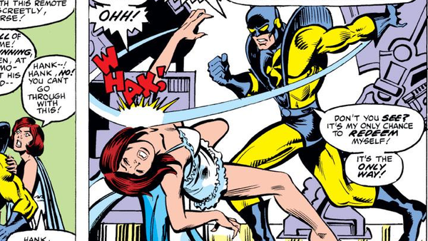 Hank Pym hits Wasp