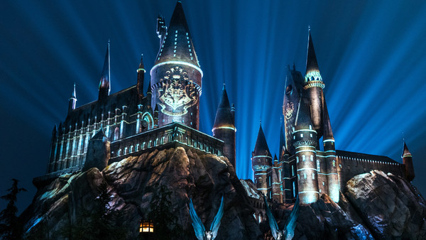 The Nighttime Lights At Hogwarts Castle