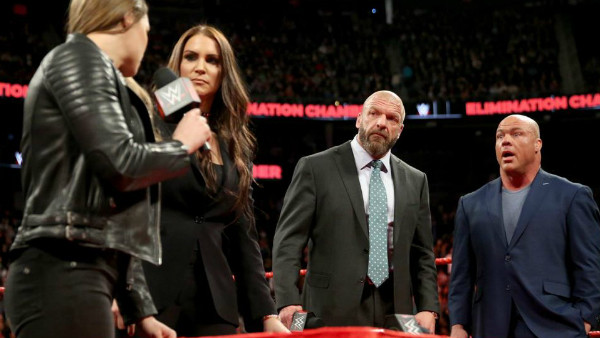 Ronda Rousey Stephanie McMahon Triple H Kurt Angle