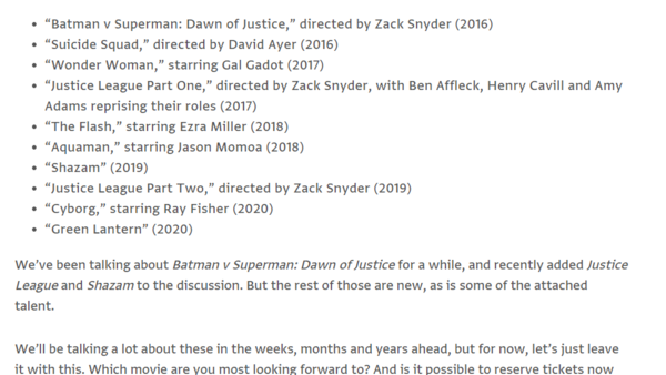 DC Film slate 2014