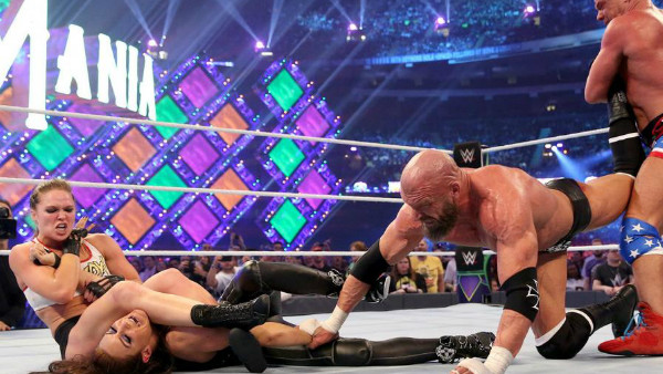 Ronda Rousey Kurt Angle Stephanie McMahon Triple H