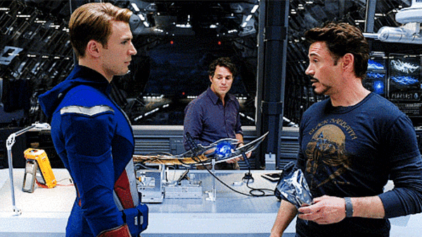 Tony Stark offering blueberries to Steve Rogers MCU Scenes
