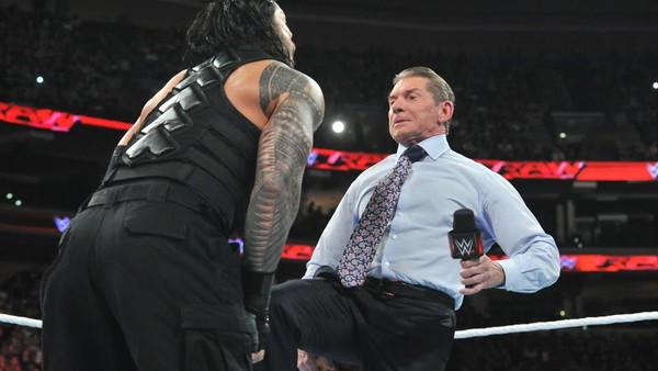 Vince McMahon Roman Reigns Low Blow