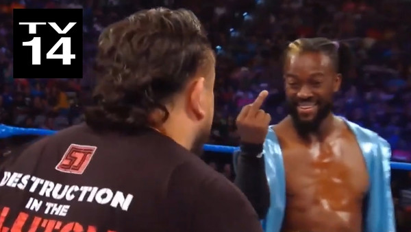 Kofi Kingston Middle Finger SmackDown Samoa Joe
