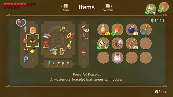 Zelda Link's Awakening Gear Inventory