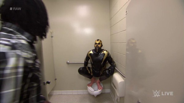 Goldust R-Truth WWE Raw bathroom toilet
