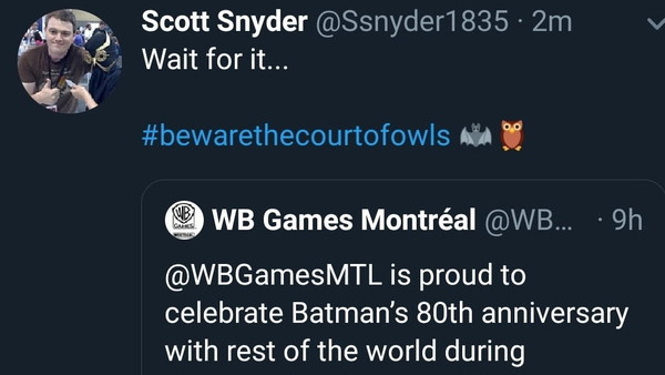 Scott Snyder Deleted Tweet