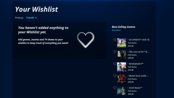 PS5 Adds Wishlists to PS Store
