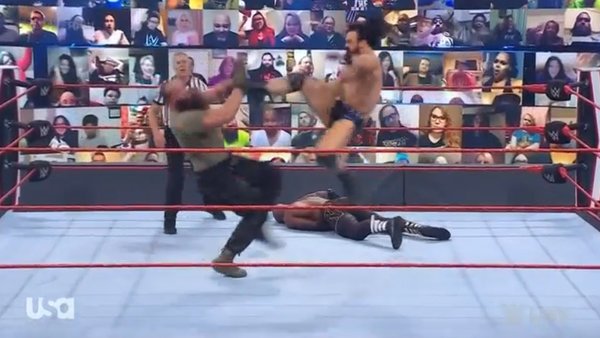 Braun Strowman Drew McIntyre Claymore Kick