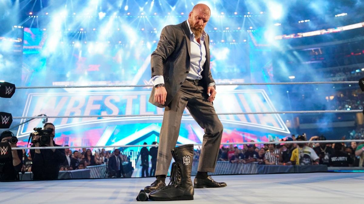 Triple H Leaves Wrestling Boots In The Ring At WWE WrestleMania 38